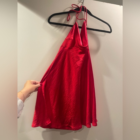 Princess Polly Red Cowl Neck Open back Mini Dress - Picture 3 of 6